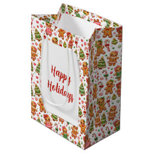 Weihnachts-Gingerbread-Cookies und Zuckerstangen Mittlere Geschenktüte