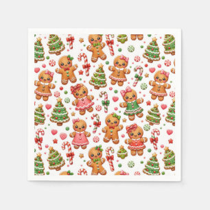 Weihnachts-Gingerbread-Cookies und Zuckerstangen Serviette