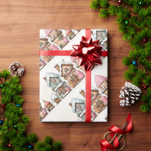 Weihnachts-Gingerbread-Häuser Geschenkpapier