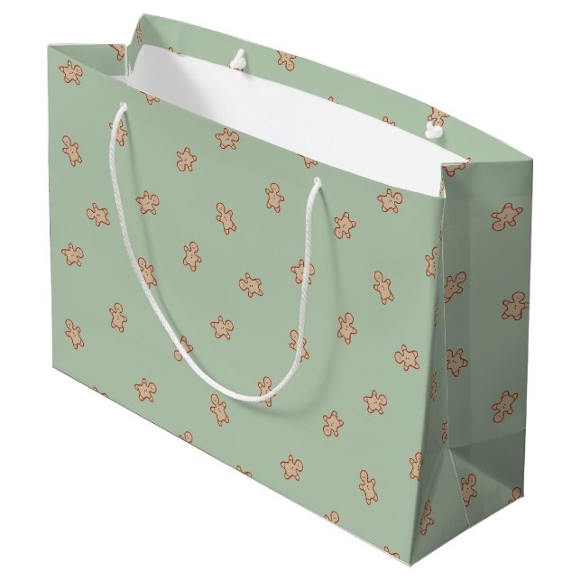 Weihnachts-Gingerbread-Junge Große Geschenktüte (Rückseite Schrägansicht)