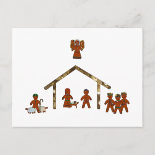 weihnachts-gingerbread-krippe feiertagspostkarte