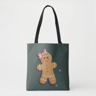 Weihnachts-Gingerbread-Mädchen Rosa Schleife Coque Tasche