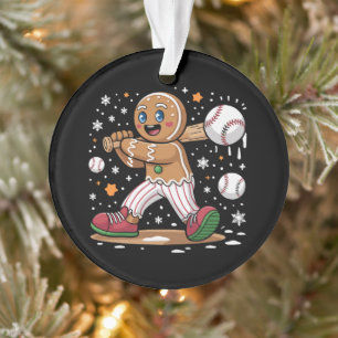 Weihnachts-Gingerbread-Man-Sportler Baseball  Ornament