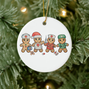Weihnachts-Gingerbread Niedliche Krankenschwester Keramik Ornament