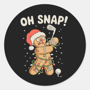 Weihnachts-Gingerbread Oh-Snap-Keks Golf Golfer Runder Aufkleber
