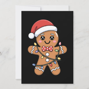 Weihnachts-Gingerbread-Santa-Hut-Xmas-Lichter Einladung