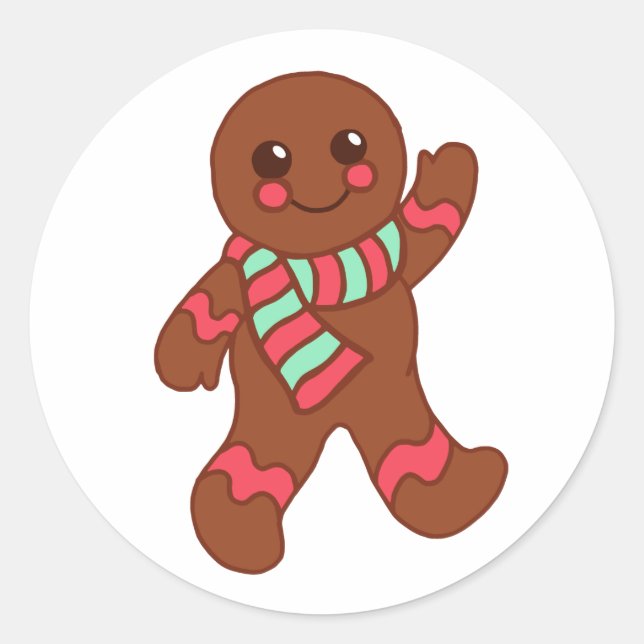 Weihnachts-Gingerbrot-Boy-Stickers Runder Aufkleber (Vorderseite)