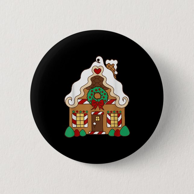 Weihnachts-Gingerbrot-Haus Button (Vorderseite)