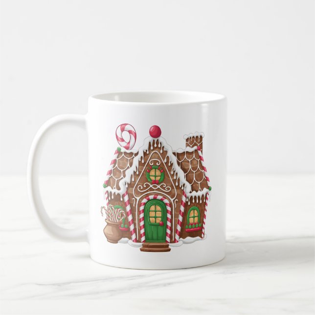Weihnachts-Gingerbrot-Haus-Design-Tasse Kaffeetasse (Links)