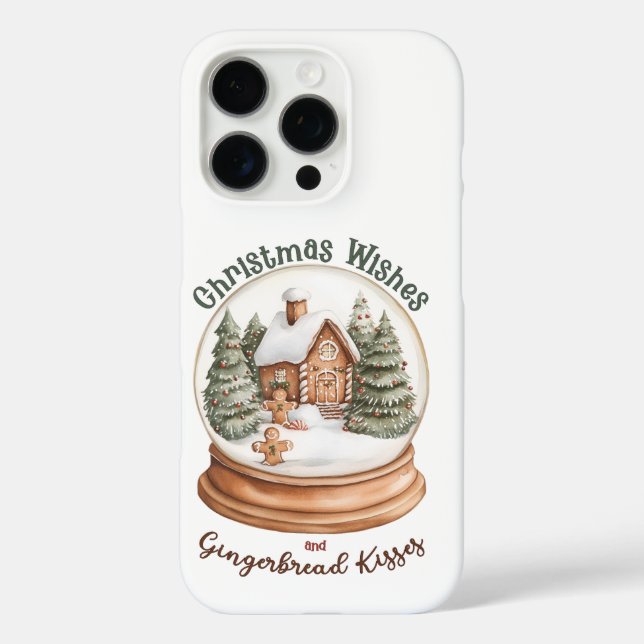 Weihnachts-Gingerbrot Holiday Snow Globe iPhone 16 Pro Hülle (Rückseite)