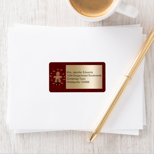 Weihnachts-Gingerbrot-Rücksendeadressen-Aufkleber Adressaufkleber (Insitu)