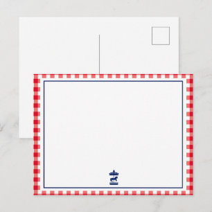 Weihnachts-Gingham-Schick Notizkarte Postkarte