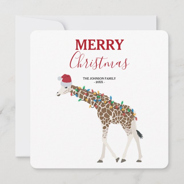 Weihnachts-Giraffe Funny Animal mit Weihnachtsmann (Vorderseite)