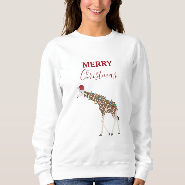 Weihnachts-Giraffe Funny Animes mit Weihnachtsmann Sweatshirt (Vorderseite)