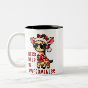 Weihnachts-Giraffe mit Sonnenbrille, Weihnachtsfes Zweifarbige Tasse