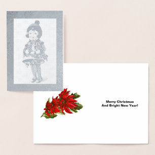 Weihnachts-Girl Holding Holiday Bell, ZSSPG Folienkarte