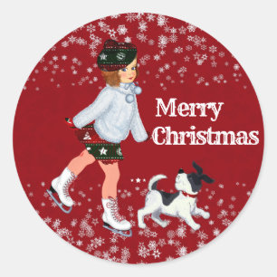 Weihnachts-Girl-Kid's Winter-Schneeflocken Party Runder Aufkleber