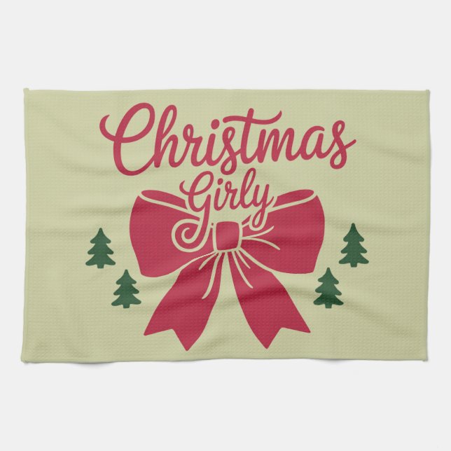 Weihnachts-Girly-Bäume-Ästhetik Geschirrtuch (Horizontal)