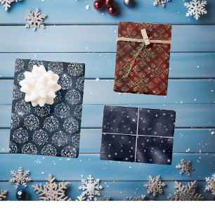 Weihnachts-Glamour-Folie Metallisch Glitter Burgun Geschenkpapier Set