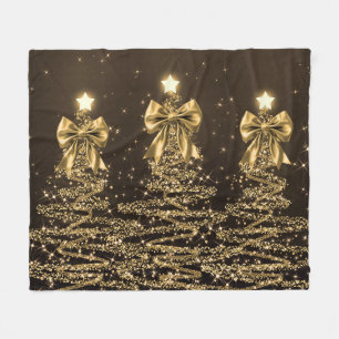 Weihnachts-Glanzbäume Gold-falsche Schleife Fleecedecke