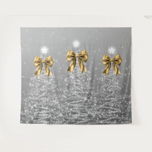 Weihnachts-Glanzbäume Silber Falscher Goldbogen Wandteppich
