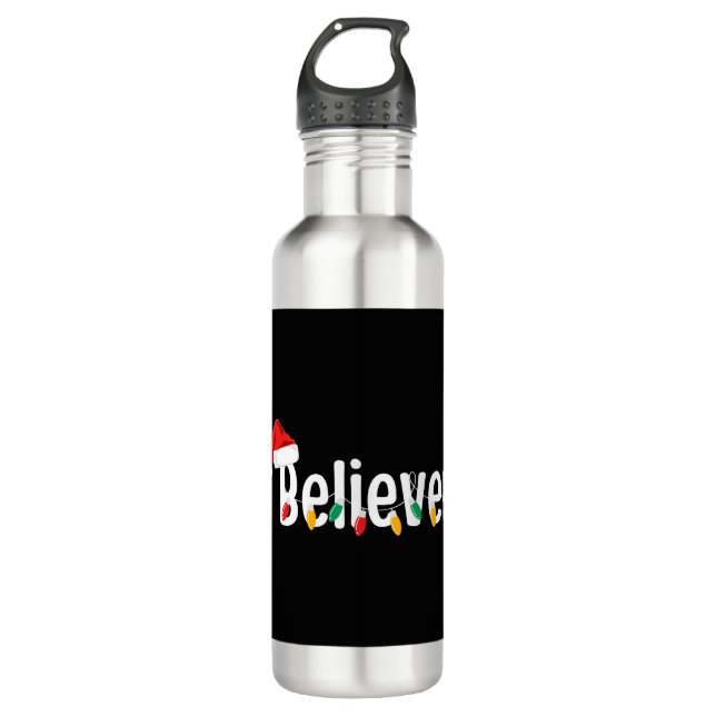 Weihnachts-Glaube | Santa Claus Xmas Lights Edelstahlflasche (Vorderseite)