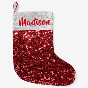 Weihnachts Glitter Pailletten Glam rot Personalis Kleiner Weihnachtsstrumpf