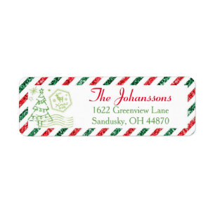Weihnachts-Glitter Vintage-Luftpost-Rücksendeadres