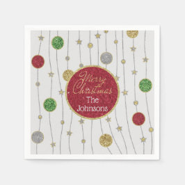 Weihnachts-Glitterie Bunte Ornamente Serviette