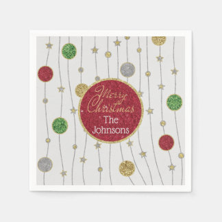 Weihnachts-Glitterie Bunte Ornamente Serviette