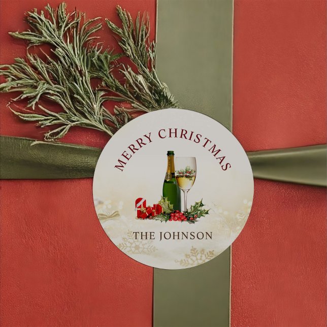 Weihnachts Glitzer Cocktail Party Runder Aufkleber (Von Creator hochgeladen)