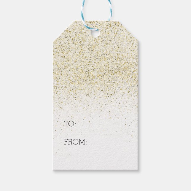 Weihnachts-Glitzer Gold Geschenkanhänger (Vorderseite)