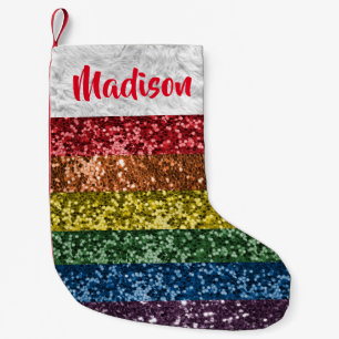 Weihnachts-Glitzer Rainbow Pride Personalisiert Kleiner Weihnachtsstrumpf