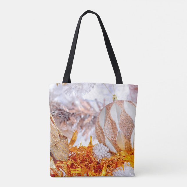 Weihnachts-Glitzer Rosa und Weiß-Ball Tasche (Rückseite)