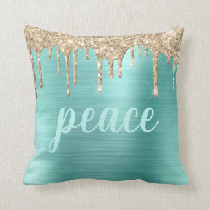 Weihnachts-Glitzer Tropfen Aquamarin Typografie Me Kissen