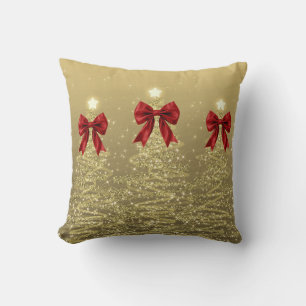 Weihnachts-Glitzerbäume Gold mit falscher roter Sc Kissen