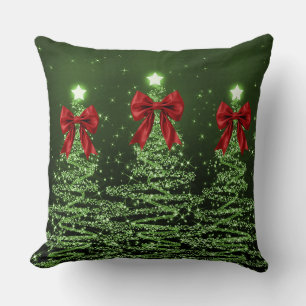 Weihnachts-Glitzerbäume Grün mit falscher roter Sc Kissen
