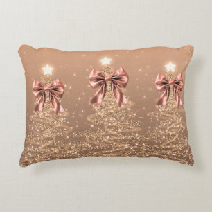 Weihnachts-Glitzerbäume Roségold mit falscher Schl Dekokissen