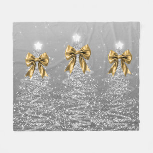 Weihnachts-Glitzerbäume Silber mit falscher Goldsc Fleecedecke