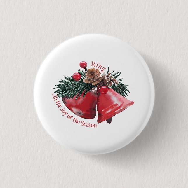 Weihnachts-Glocken Runde Abzeichen - Klingeln in d Button (Vorderseite)