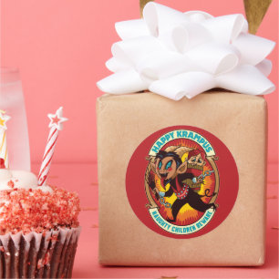 Weihnachts-glücklich Krampus Naughty Children Vors Runder Aufkleber
