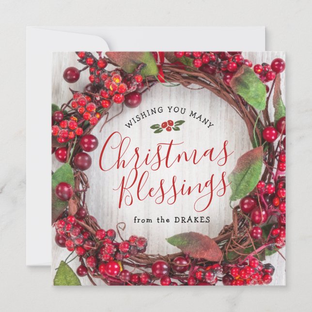 Weihnachts-Glückskarte mit Holly Wreath Karte (Vorderseite)