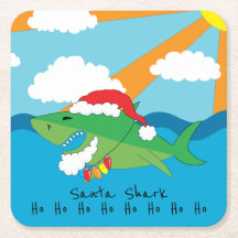 Weihnachts-Glückwunsch Santa Shark Square Paper Un