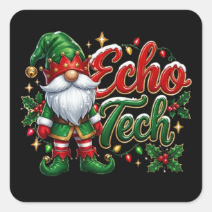 Weihnachts-Gnom-Echo-Tech Quadratischer Aufkleber