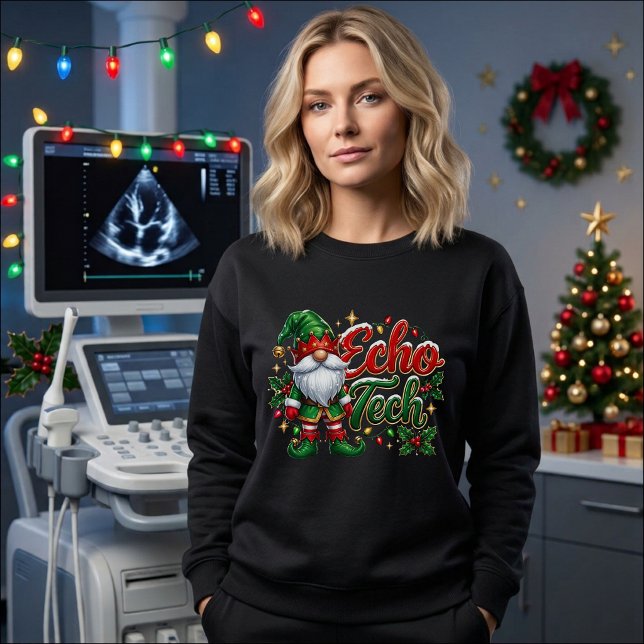 Weihnachts-Gnom Echo Tech Sweatshirt (Echo Tech Christmas Gnome graphic sweatshirt)