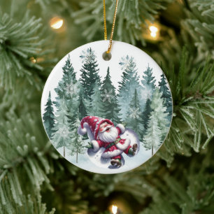 Weihnachts-Gnom-Engel-Ornament Keramik Ornament