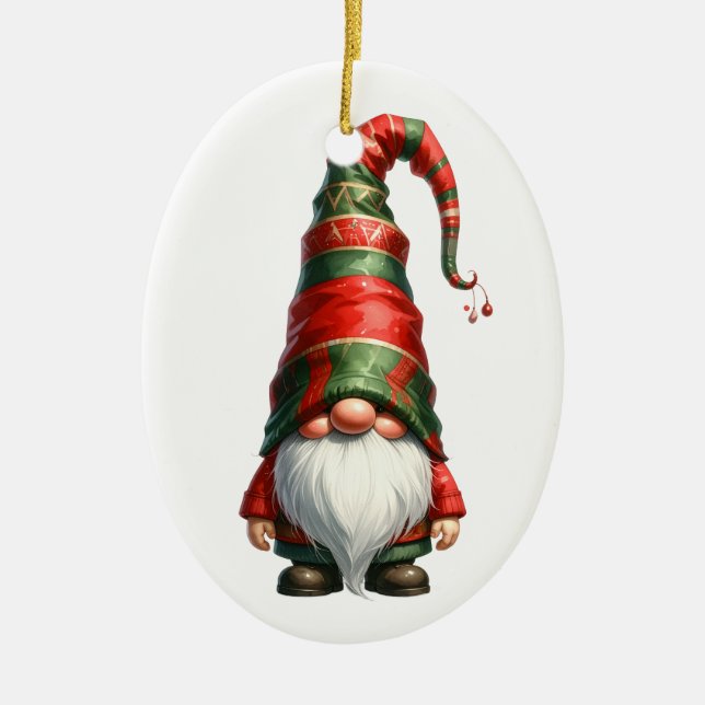 Weihnachts-Gnom Keramik Ornament (Vorne)