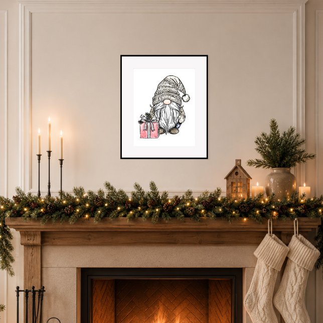 Weihnachts-Gnom mit Geschenk Poster (Bring quiet holiday charm to your home.)