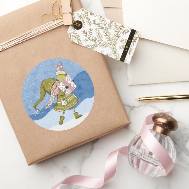 Weihnachts-Gnom mit Geschenken Sticker (Schenken)