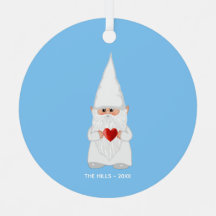 Weihnachts-Gnom mit Herz auf Hellblau